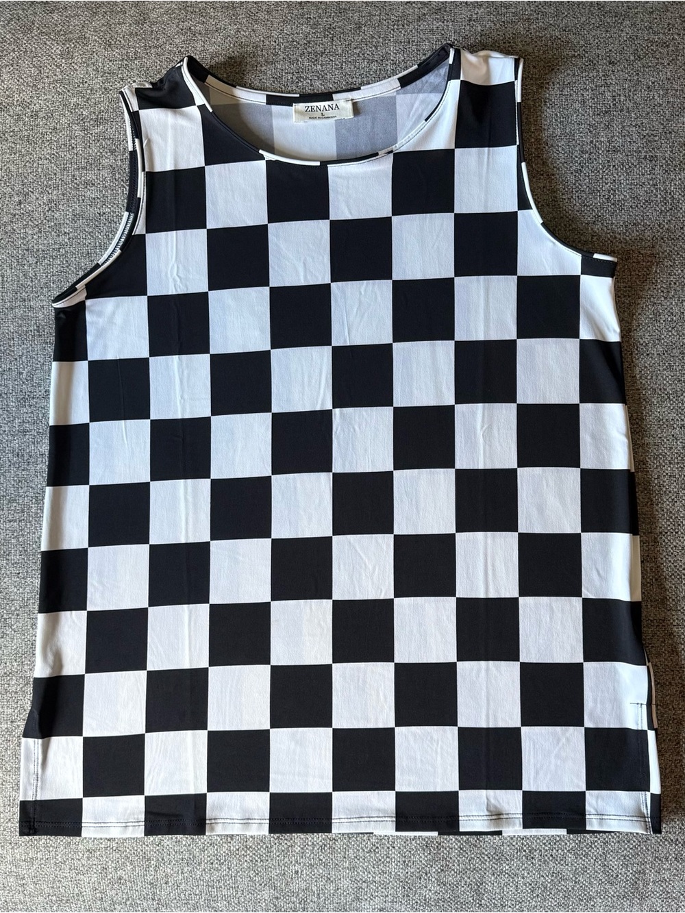 Zenana Black & White Checkerboard Tank Top
